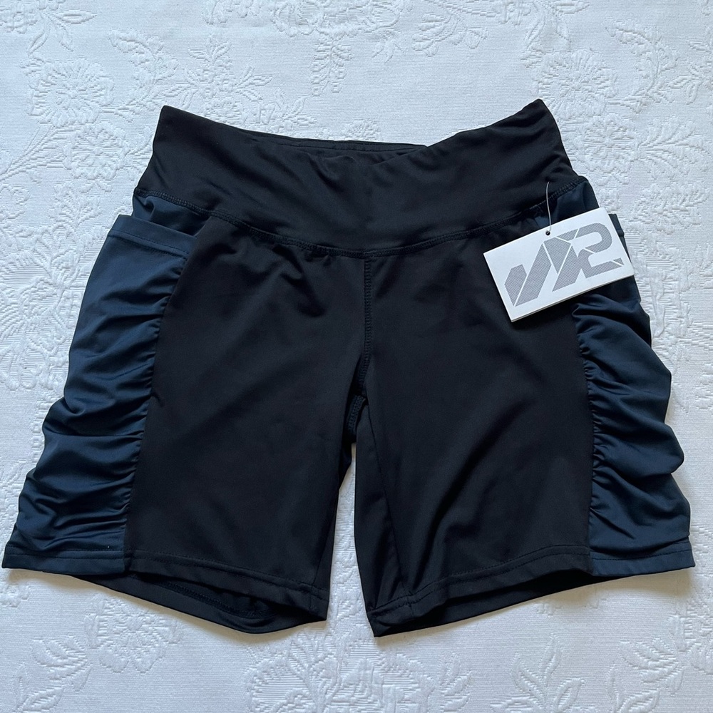 NWT S2 Sportswear Side Ruched Black Shorts LARGE